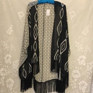 Cato Fringe Sheer Cardigan Edgy Boho Shawl